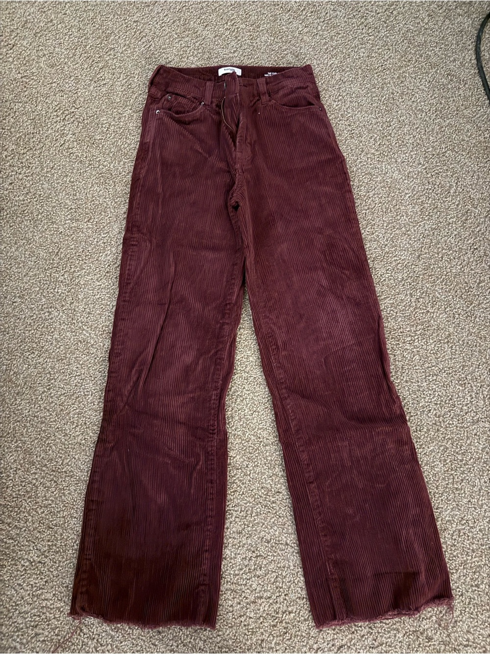 Kensie The Carla High-Rise Wide Leg Corduroy Pants in Wine